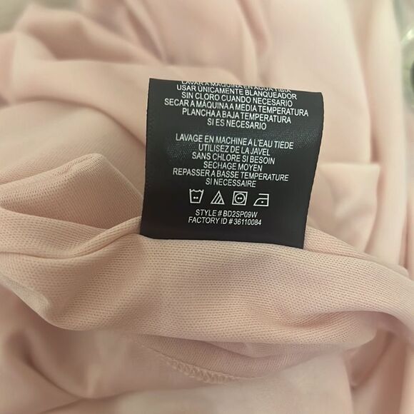 BCBG Paris Dress Pastel Pink Size Small Square Neck Flutter Sleeve Wrap Mini - Picture 10 of 11